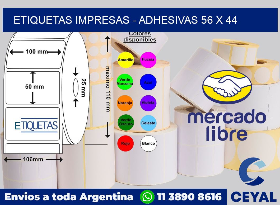 etiquetas impresas - Adhesivas 56 x 44