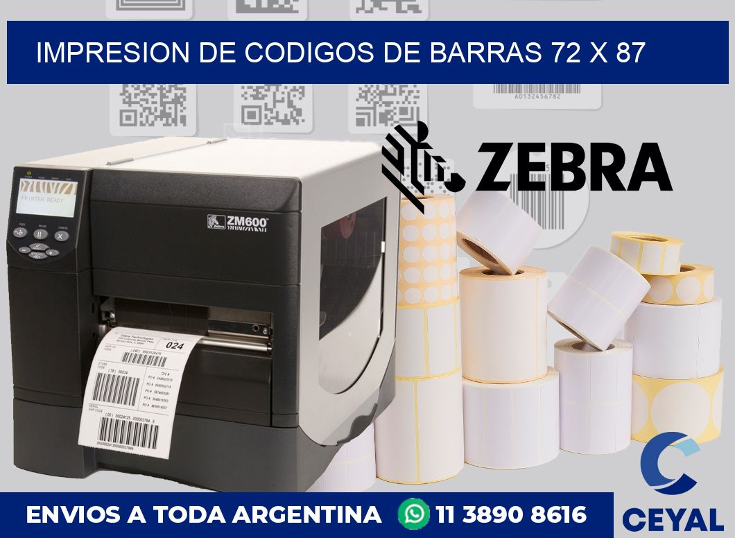 impresion de codigos de barras 72 x 87