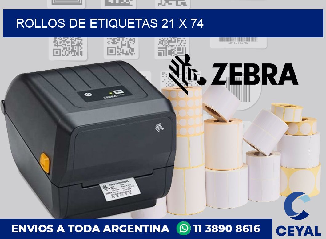rollos de etiquetas 21 x 74
