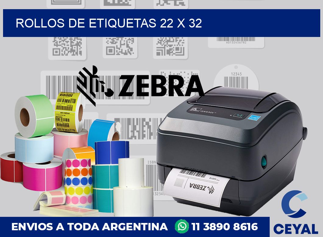 rollos de etiquetas 22 x 32