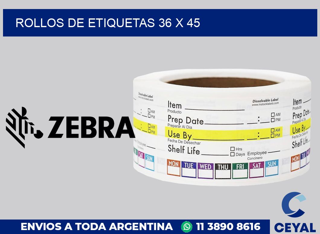 rollos de etiquetas 36 x 45