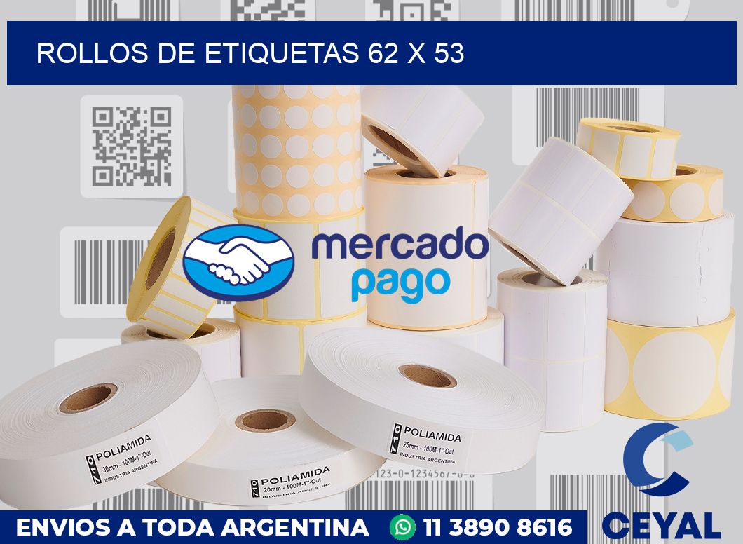 rollos de etiquetas 62 x 53