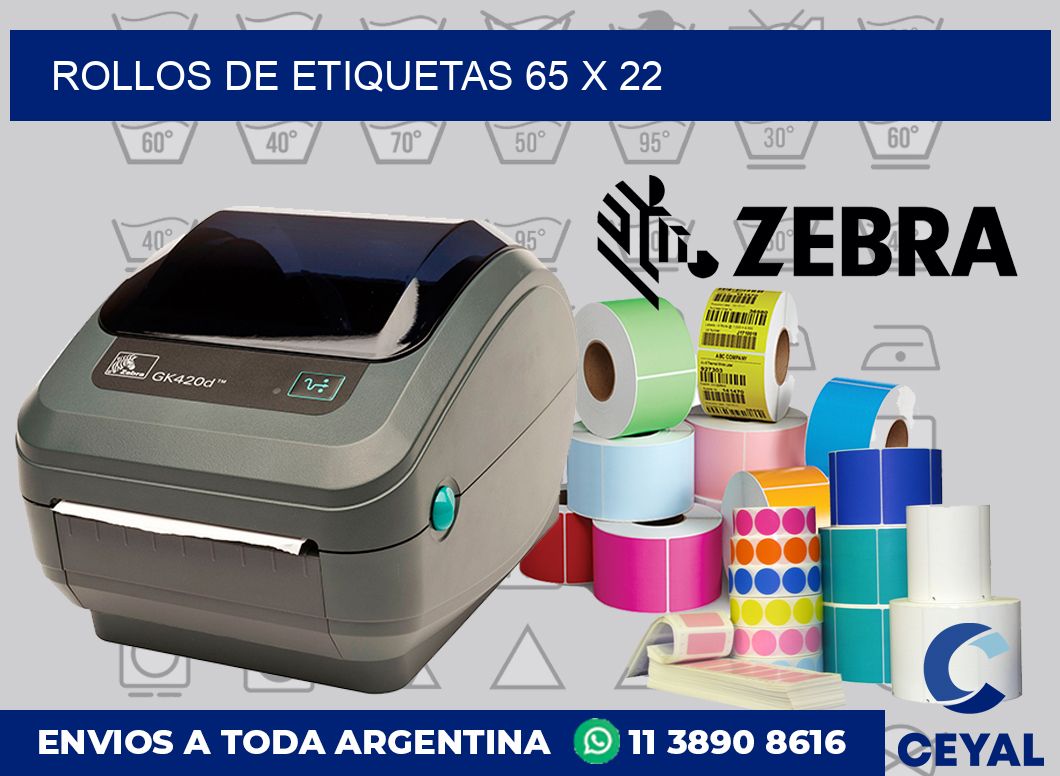rollos de etiquetas 65 x 22