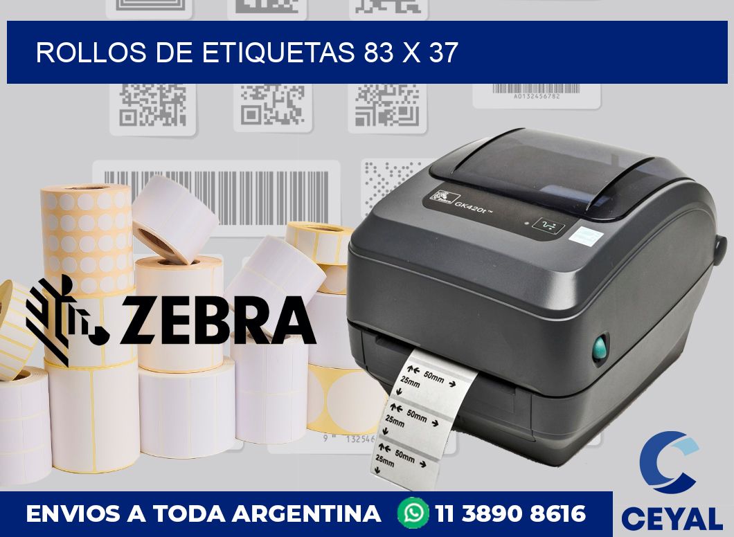 rollos de etiquetas 83 x 37