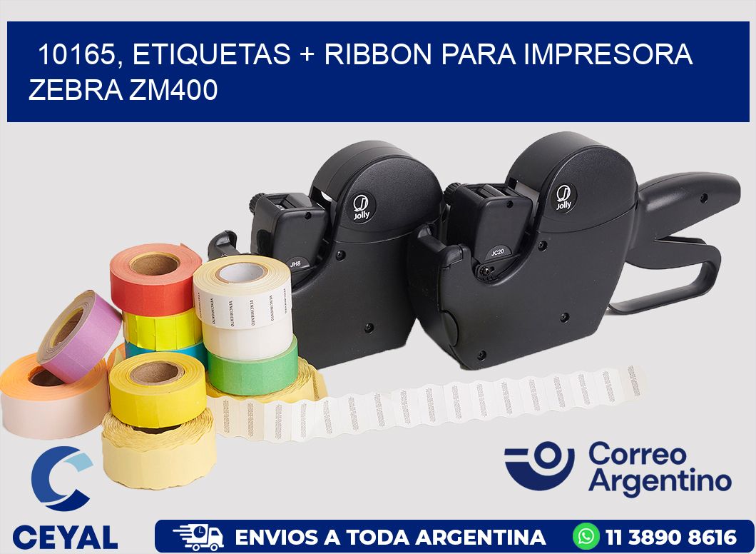 10165, etiquetas + ribbon para impresora zebra ZM400