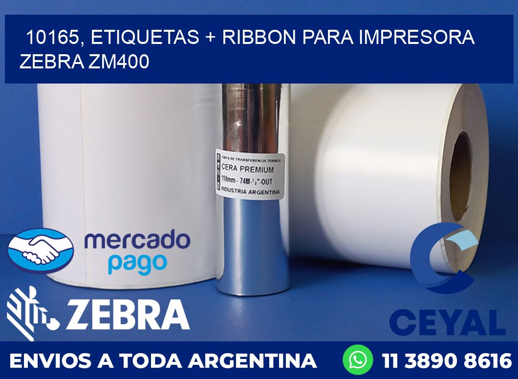 10165, etiquetas + ribbon para impresora zebra ZM400