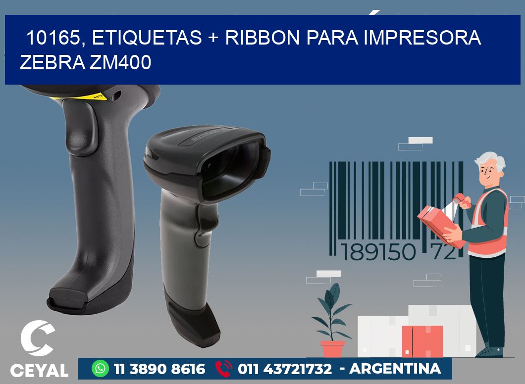 10165, etiquetas + ribbon para impresora zebra ZM400