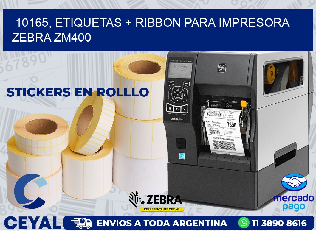 10165, etiquetas + ribbon para impresora zebra ZM400