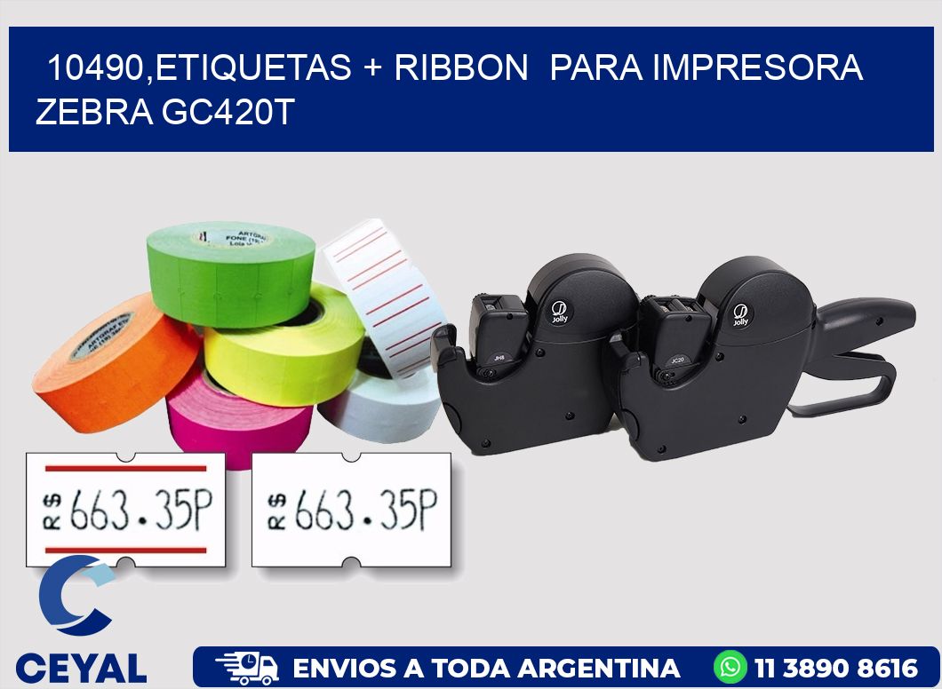 10490,etiquetas + ribbon  para impresora zebra GC420T