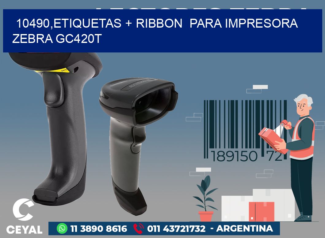 10490,etiquetas + ribbon  para impresora zebra GC420T