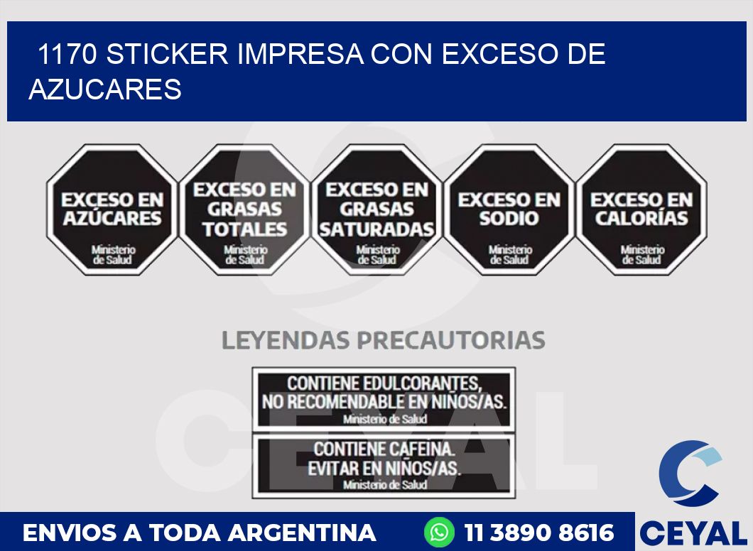 1170 STICKER IMPRESA CON EXCESO DE AZUCARES