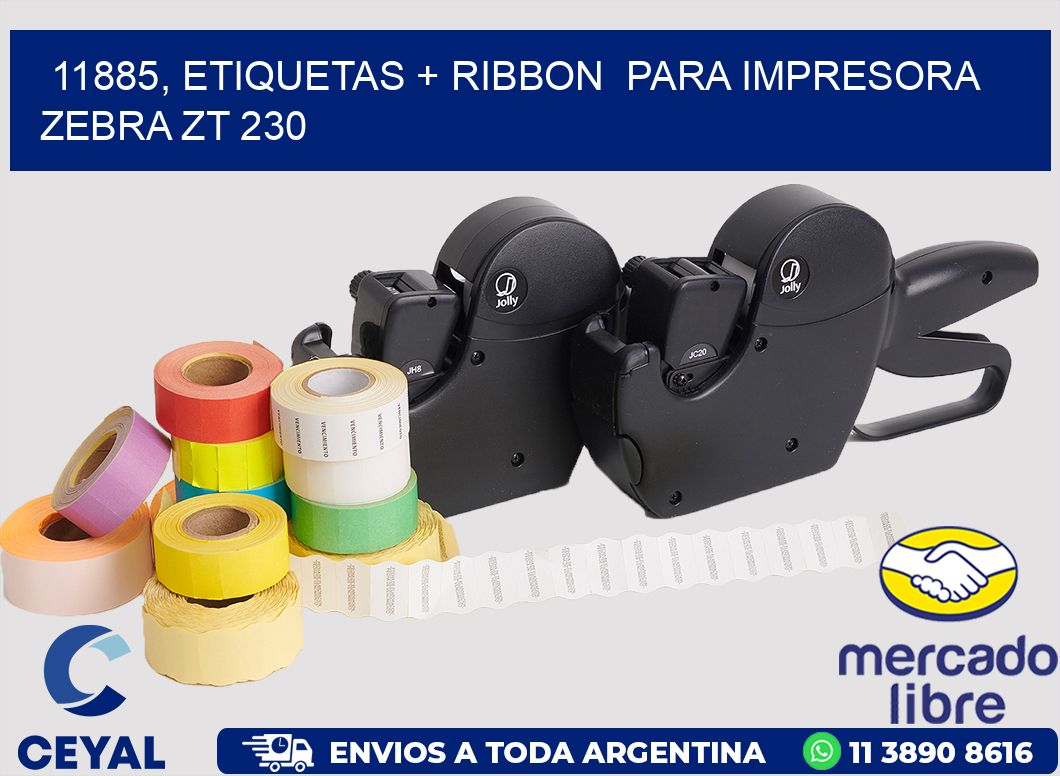11885, etiquetas + ribbon  para impresora zebra ZT 230