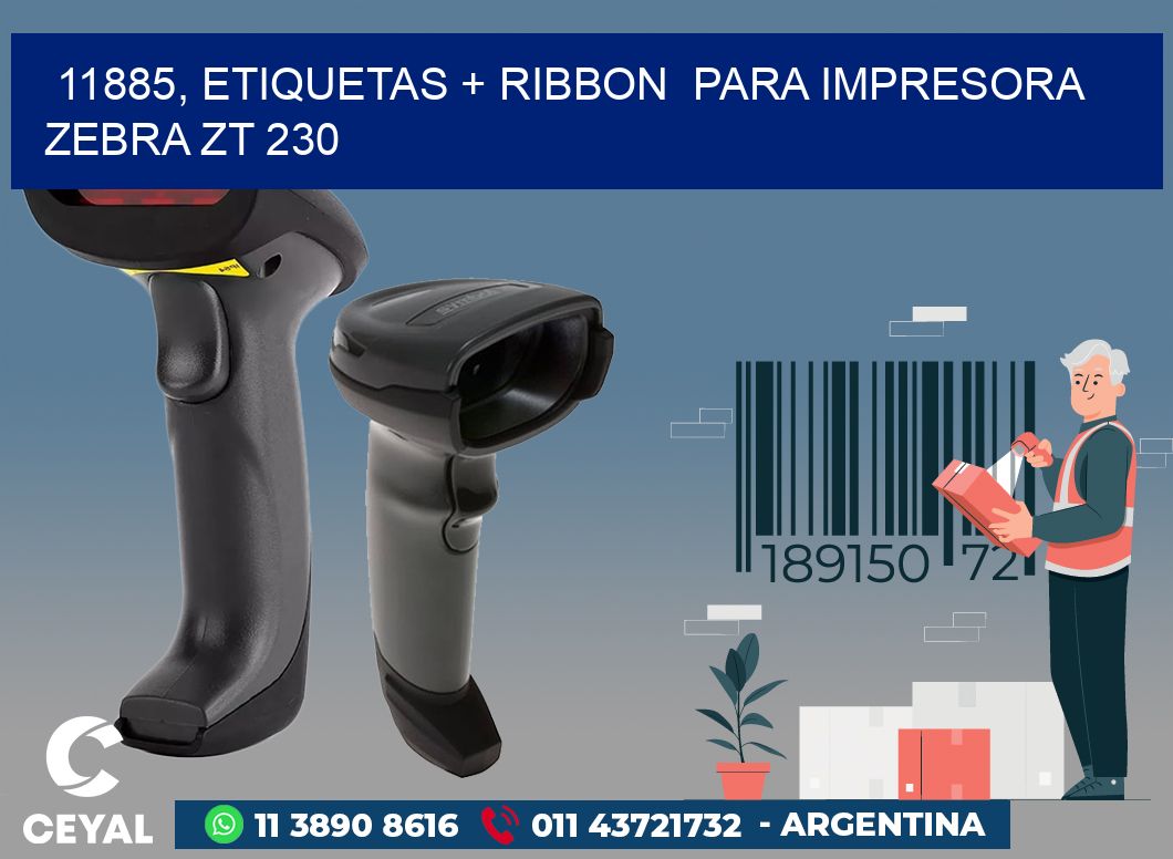 11885, etiquetas + ribbon  para impresora zebra ZT 230