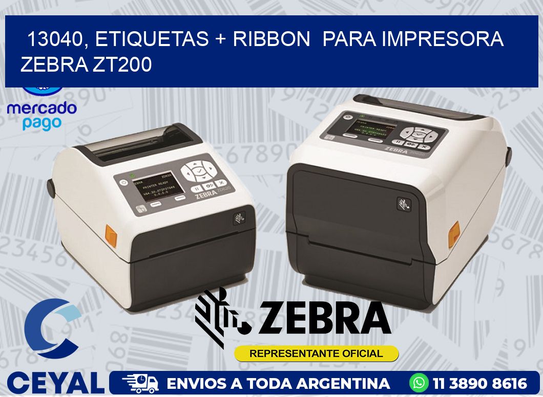 13040, etiquetas + ribbon  para impresora zebra ZT200
