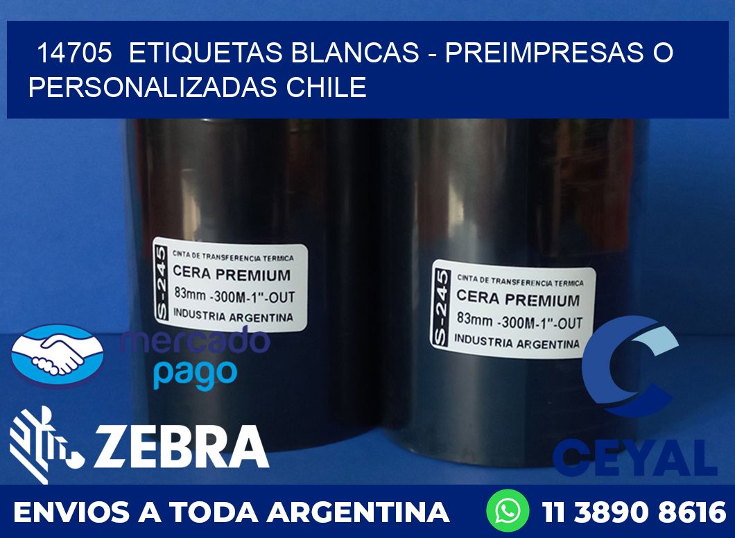 14705  ETIQUETAS BLANCAS - PREIMPRESAS O PERSONALIZADAS CHILE