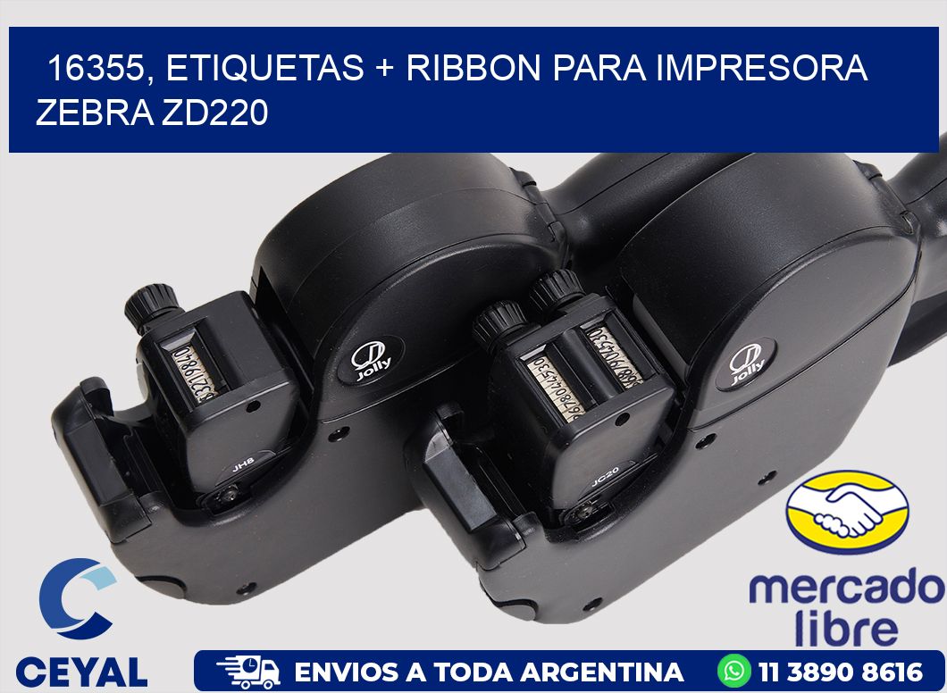 16355, etiquetas + ribbon para impresora zebra zd220