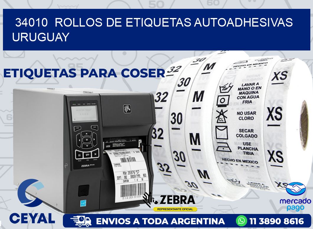 34010  ROLLOS DE ETIQUETAS AUTOADHESIVAS URUGUAY