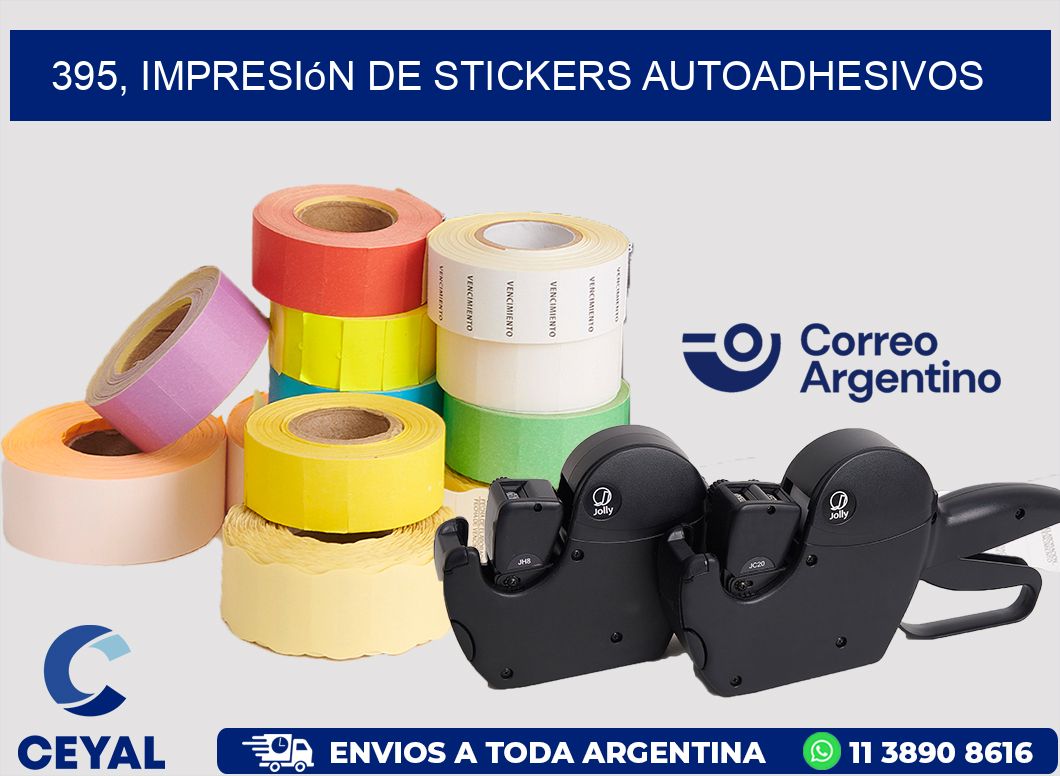 395, impresión de stickers autoadhesivos