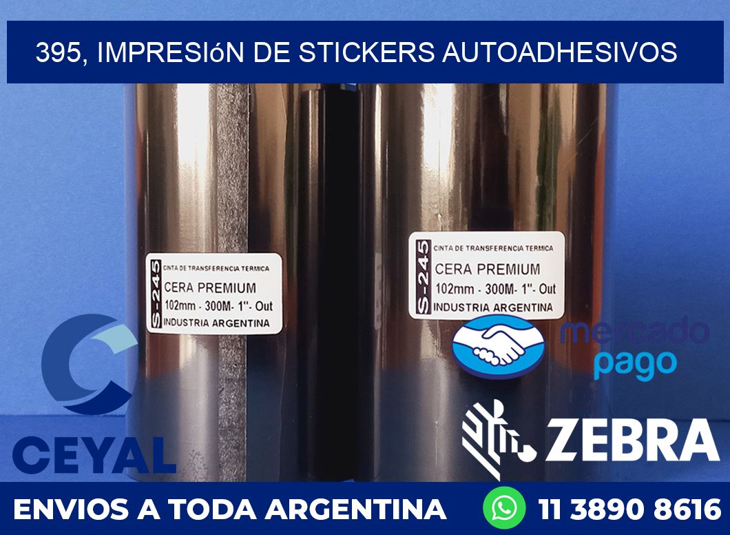 395, impresión de stickers autoadhesivos