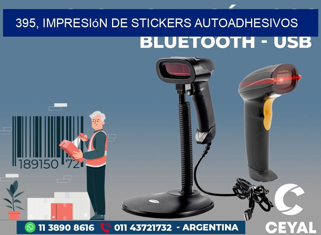 395, impresión de stickers autoadhesivos