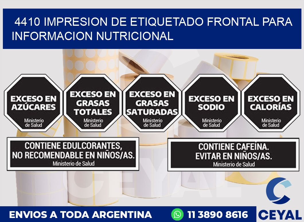 4410 IMPRESION DE ETIQUETADO FRONTAL PARA INFORMACION NUTRICIONAL