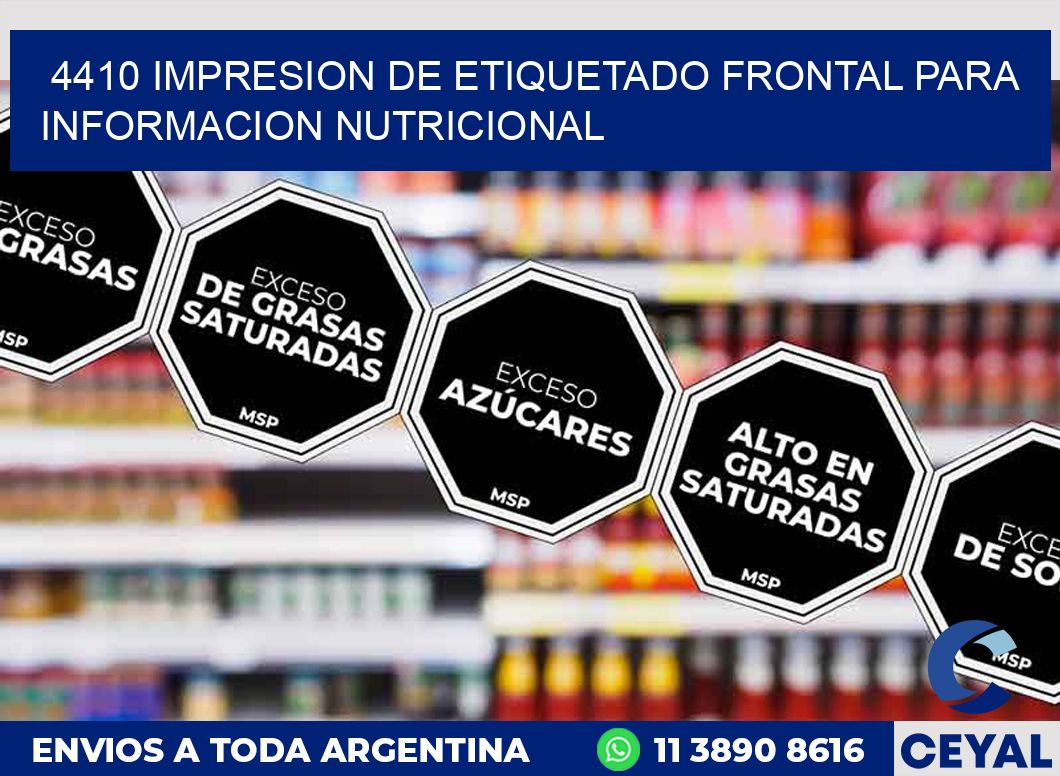 4410 IMPRESION DE ETIQUETADO FRONTAL PARA INFORMACION NUTRICIONAL