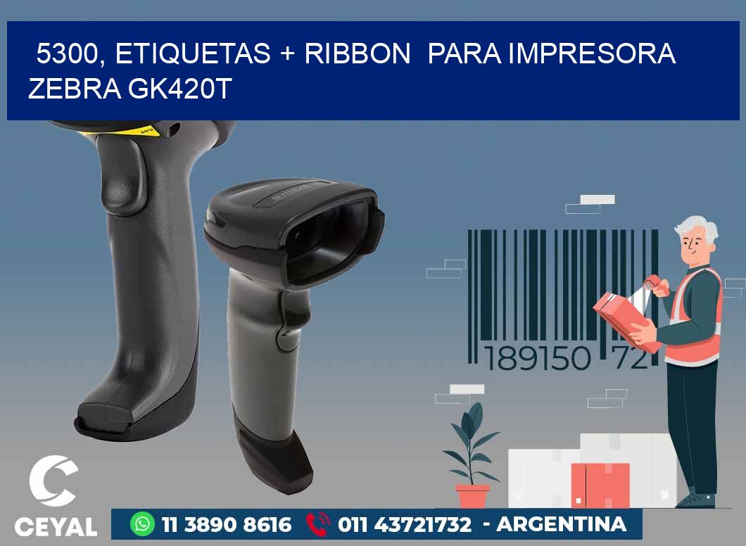 5300, etiquetas + ribbon  para impresora zebra GK420T