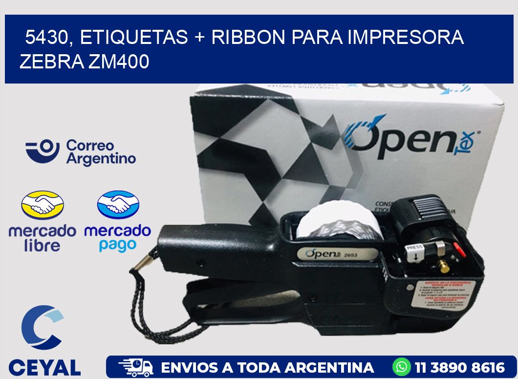 5430, etiquetas + ribbon para impresora zebra ZM400