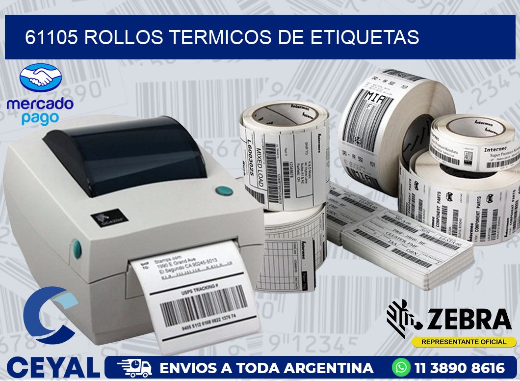 61105 ROLLOS TERMICOS DE ETIQUETAS