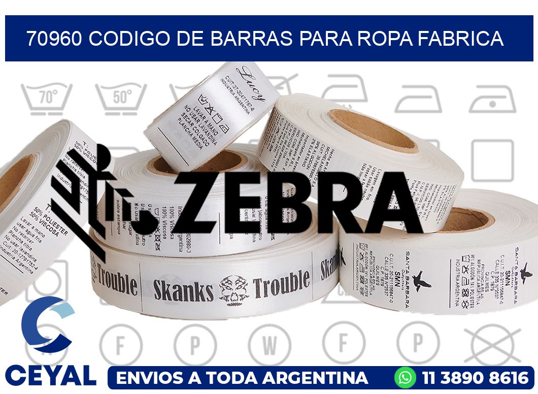 70960 CODIGO DE BARRAS PARA ROPA FABRICA
