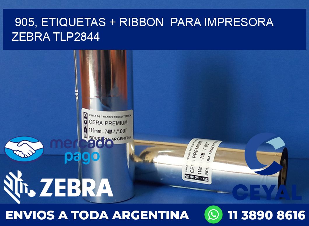 905, etiquetas + ribbon  para impresora zebra TLP2844