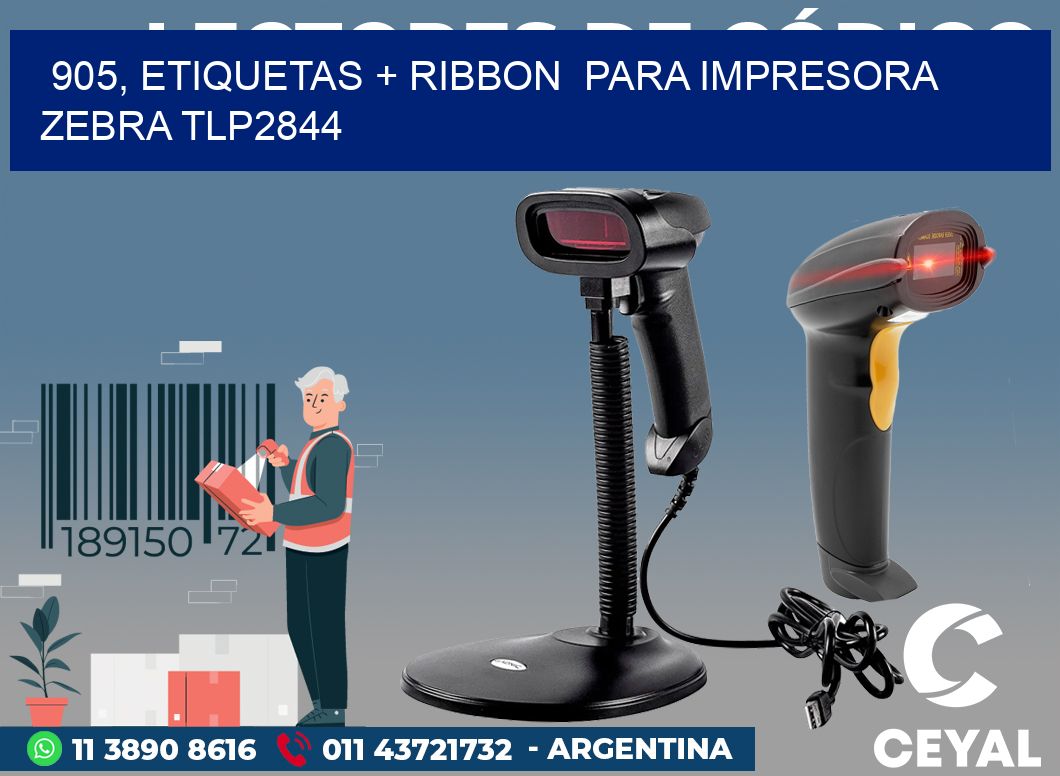 905, etiquetas + ribbon  para impresora zebra TLP2844