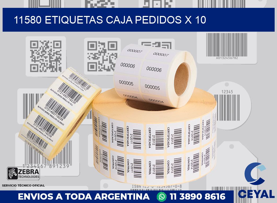 11580 etiquetas caja pedidos x 10