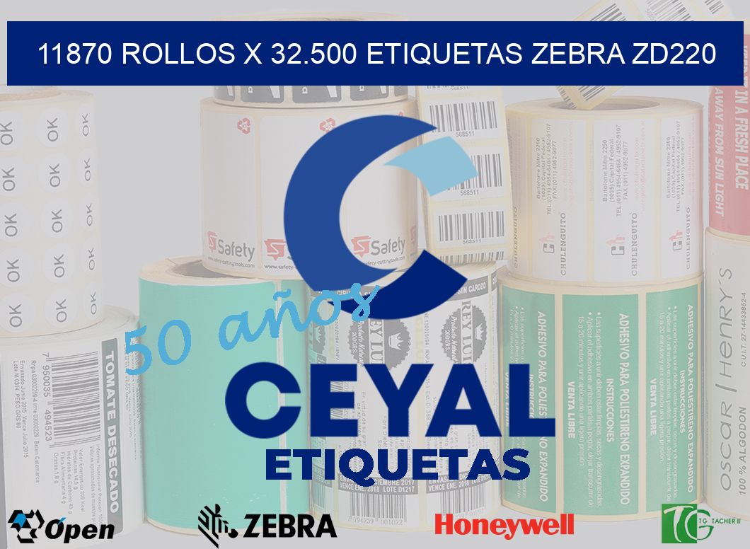 11870 Rollos x 32.500 etiquetas zebra zd220