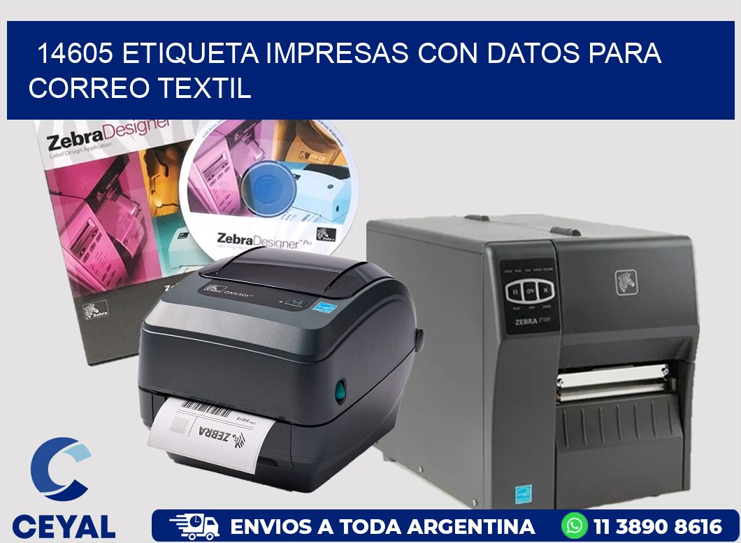 14605 ETIQUETA IMPRESAS CON DATOS PARA CORREO TEXTIL