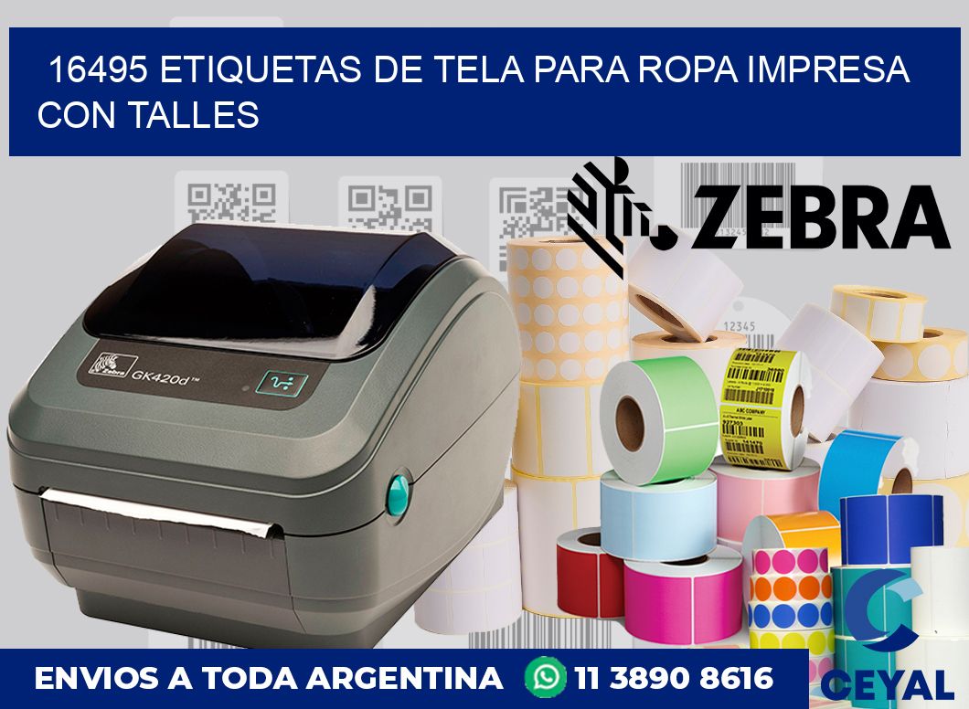 16495 ETIQUETAS DE TELA PARA ROPA IMPRESA CON TALLES