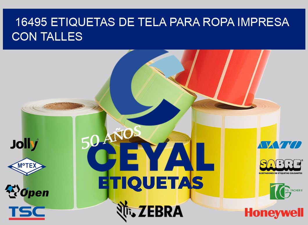 16495 ETIQUETAS DE TELA PARA ROPA IMPRESA CON TALLES
