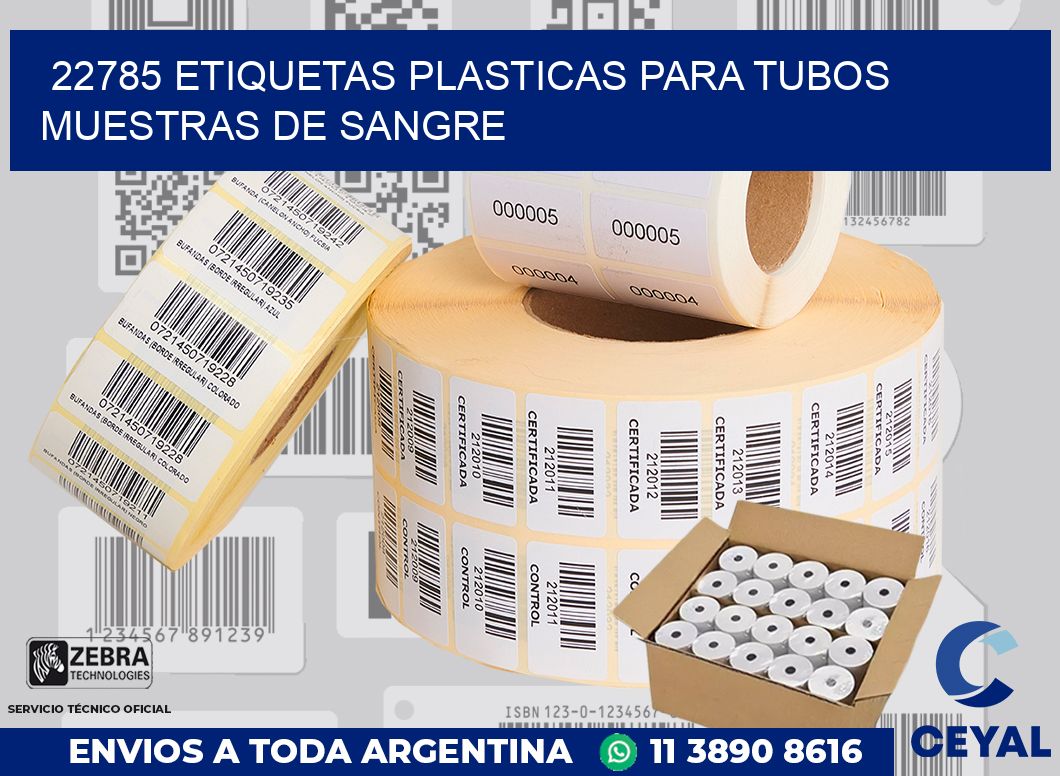 22785 ETIQUETAS PLASTICAS PARA TUBOS MUESTRAS DE SANGRE