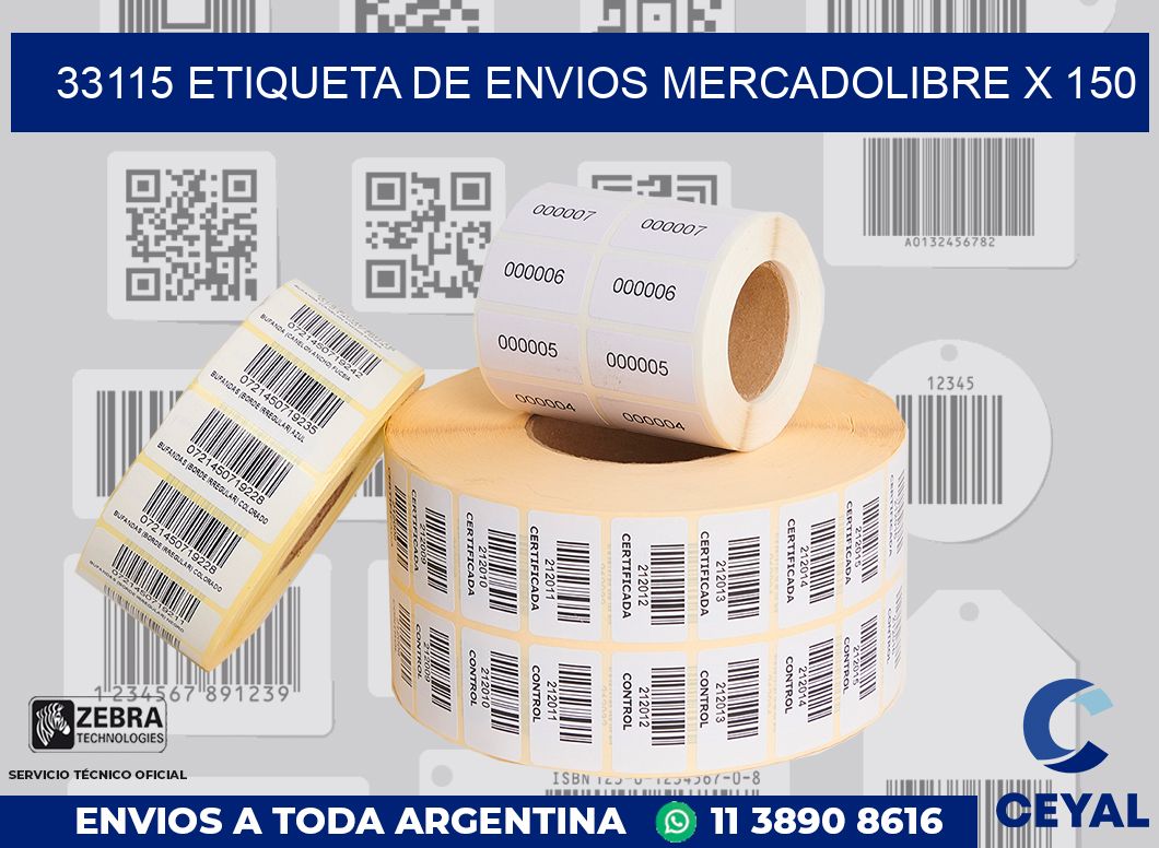 33115 etiqueta de envios mercadolibre x 150