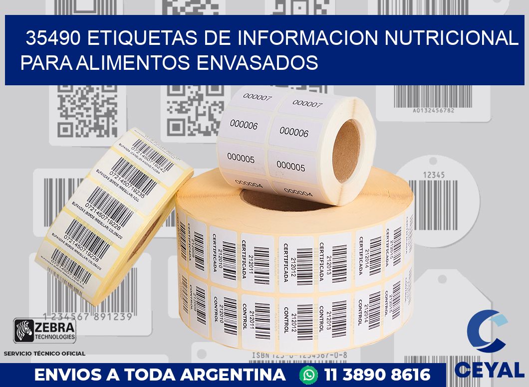 35490 ETIQUETAS DE INFORMACION NUTRICIONAL PARA ALIMENTOS ENVASADOS