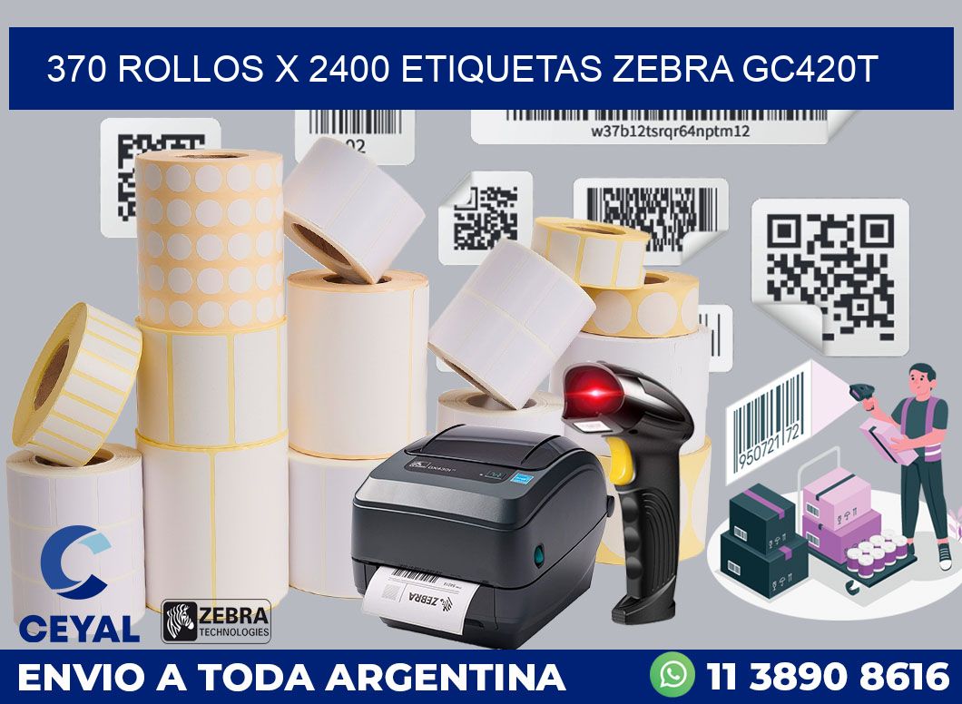 370 Rollos x 2400 etiquetas zebra gc420t
