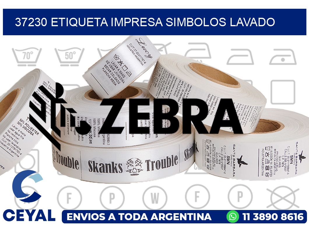 37230 ETIQUETA IMPRESA SIMBOLOS LAVADO