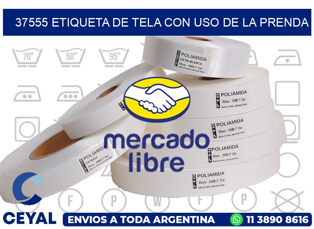 37555 ETIQUETA DE TELA CON USO DE LA PRENDA