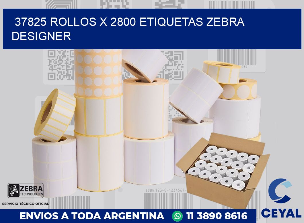 37825 Rollos x 2800 etiquetas zebra designer