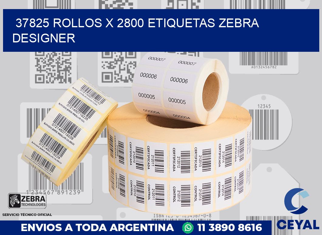 37825 Rollos x 2800 etiquetas zebra designer