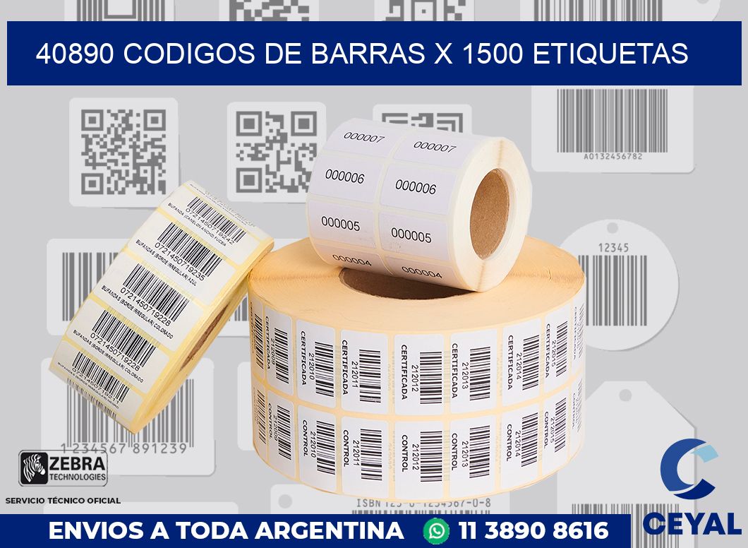 40890 codigos de barras x 1500 etiquetas