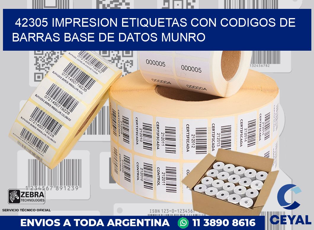 42305 IMPRESION ETIQUETAS CON CODIGOS DE BARRAS BASE DE DATOS MUNRO