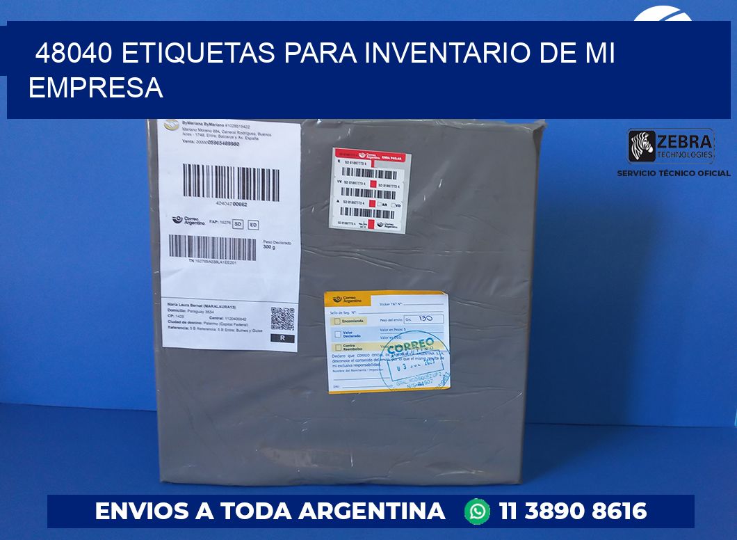 48040 ETIQUETAS PARA INVENTARIO DE MI EMPRESA