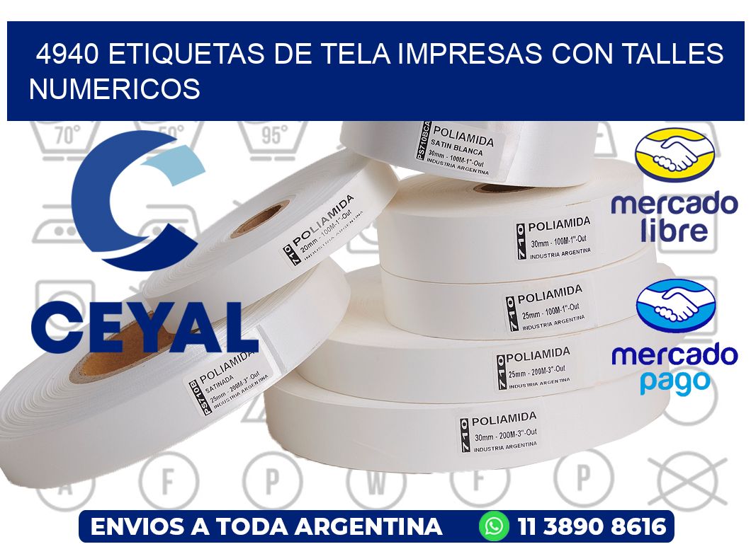 4940 ETIQUETAS DE TELA IMPRESAS CON TALLES NUMERICOS