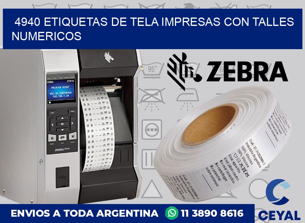 4940 ETIQUETAS DE TELA IMPRESAS CON TALLES NUMERICOS
